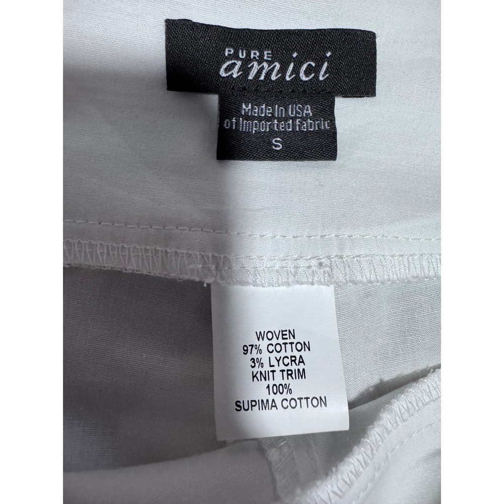 Pure Amici Woven Cotton Blend White Pants Barrel Balloon Taper Size Small - Picture 3 of 3
